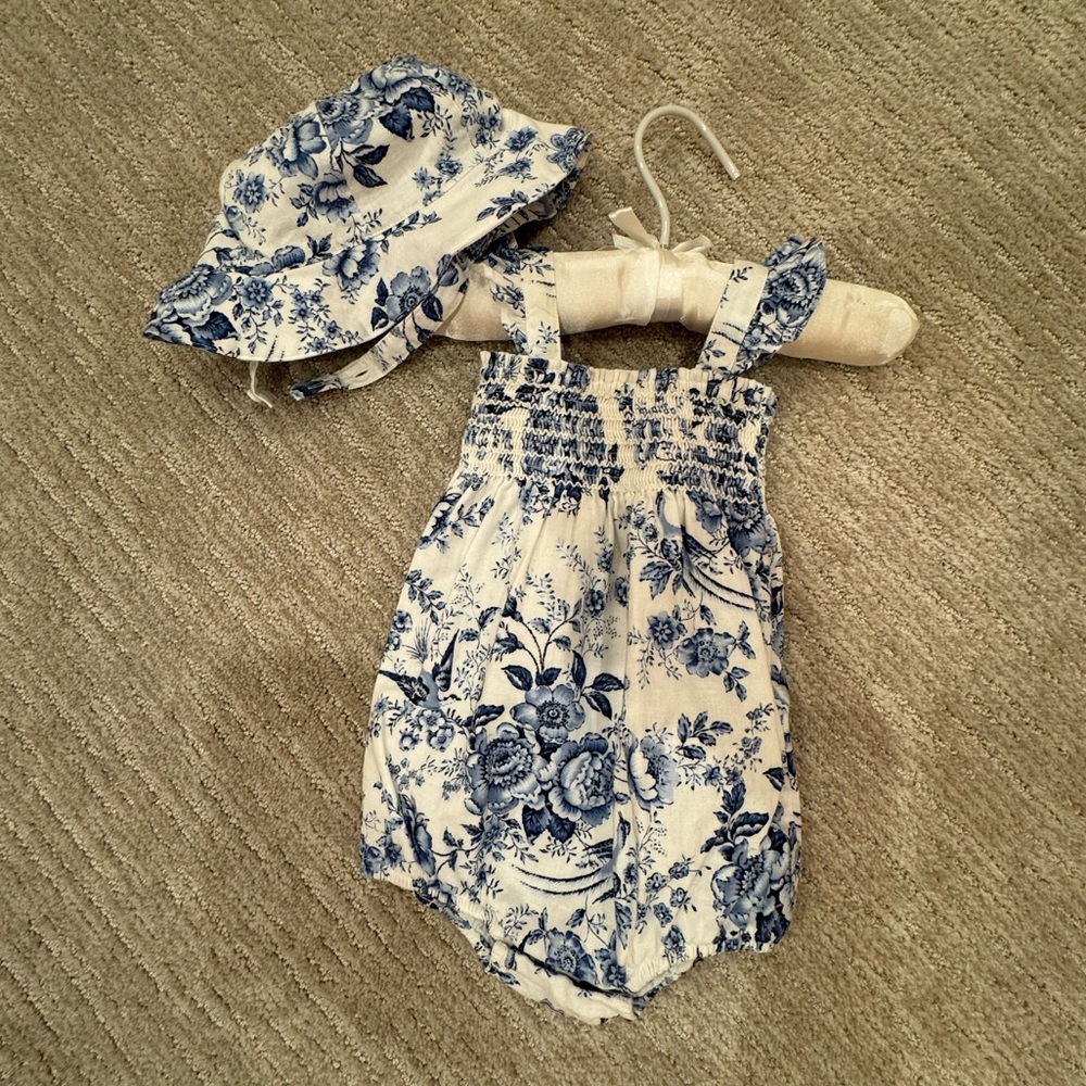 Ralph Lauren baby blue floral romper